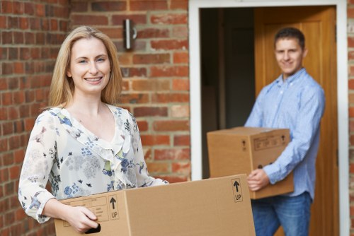 Packed moving boxes in a Poplar apartment